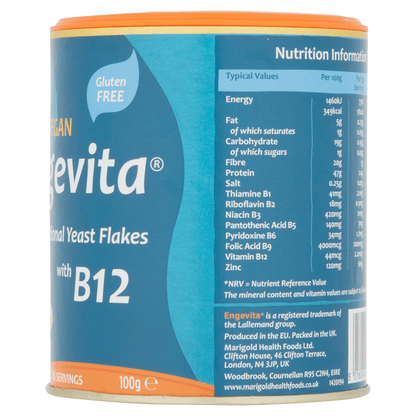 Marigold Health Foods Engevita Nutritional Yeast Flakes with B12 100g - UK Food & Drink - 5016084000374