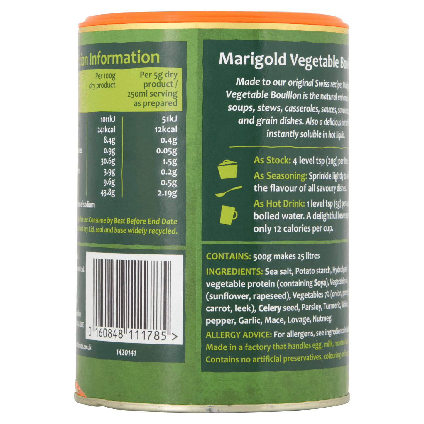 Marigold Health Foods Original Bouillon Instant Vegetable Stock Powder 500g - UK Food & Drink - 160848111785