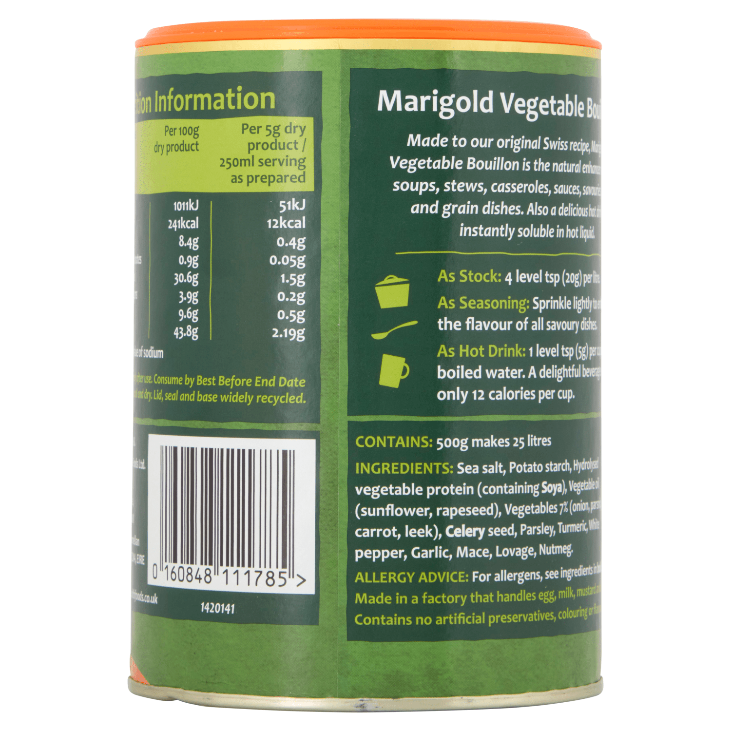 Marigold Health Foods Original Bouillon Instant Vegetable Stock Powder 500g - UK Food & Drink - 160848111785