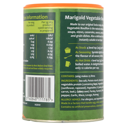 Marigold Health Foods Original Bouillon Instant Vegetable Stock Powder 500g - UK Food & Drink - 160848111785
