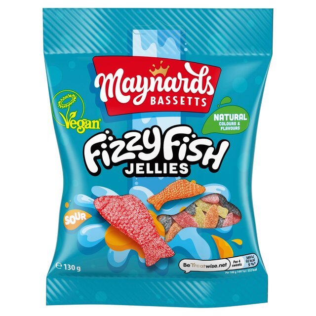 Maynards Bassetts Fizzy Fish Jellies 130g - UK Food & Drink - 7622201729530