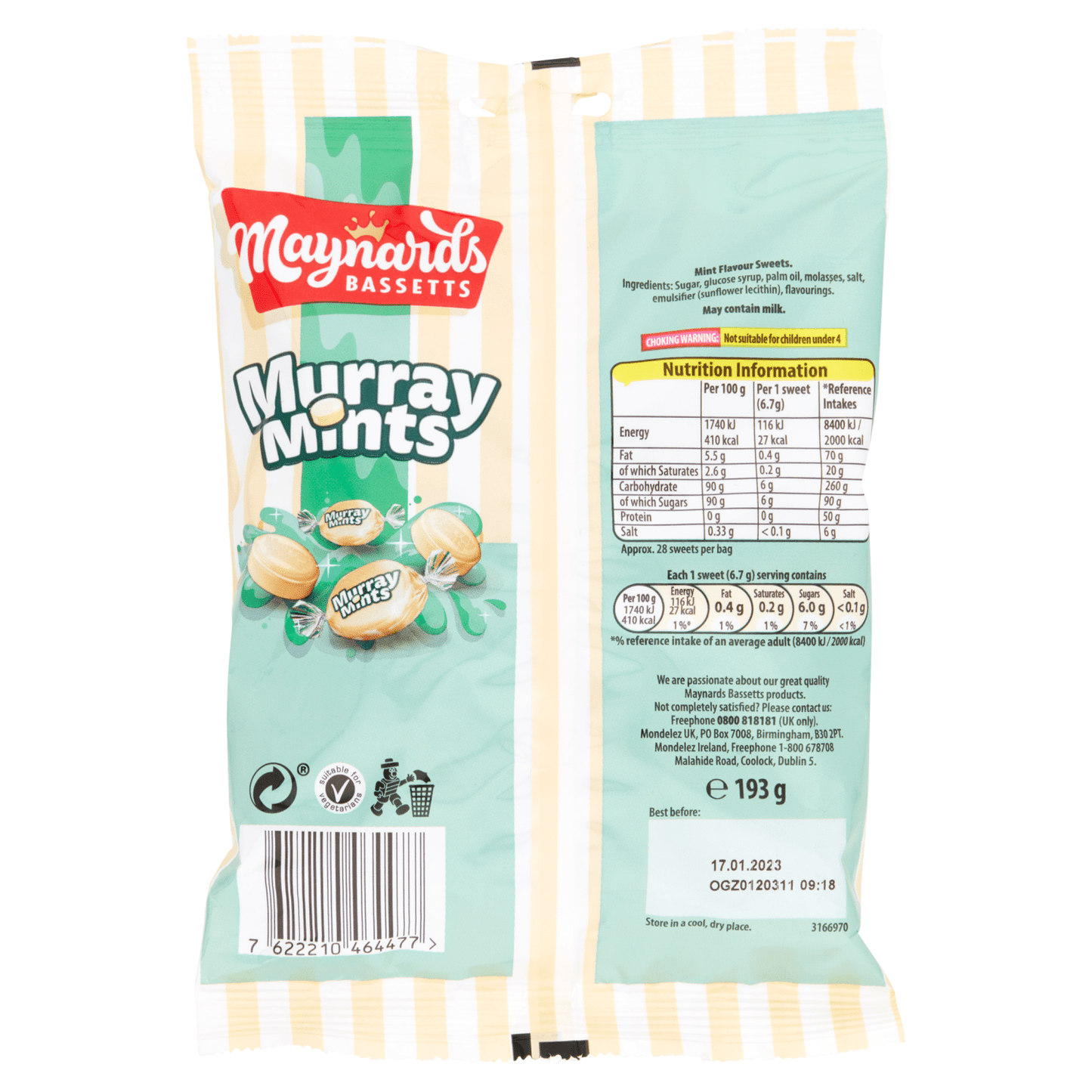 Maynards Bassetts Murray Mints Sweets Bag 193g - UK Food & Drink - 7622210464477