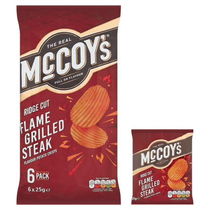 McCoy's Flame Grilled Steak Flavour Potato Crisps 6 x 25g - UK Food & Drink - 5000237130056