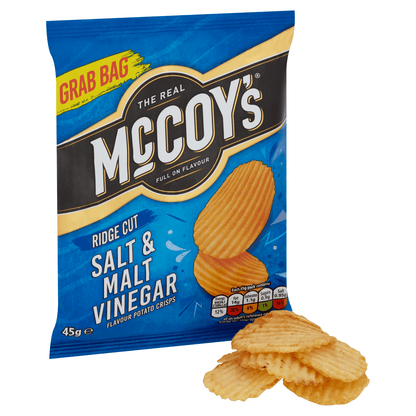 McCoy's Ridge Cut Salt & Malt Vinegar Flavour Potato Crisps 45g - UK Food & Drink - 5000237138625