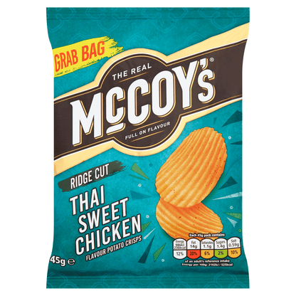 McCoy's Ridge Cut Thai Sweet Chicken Flavour Potato Crisps 45g - UK Food & Drink - 5000237138540