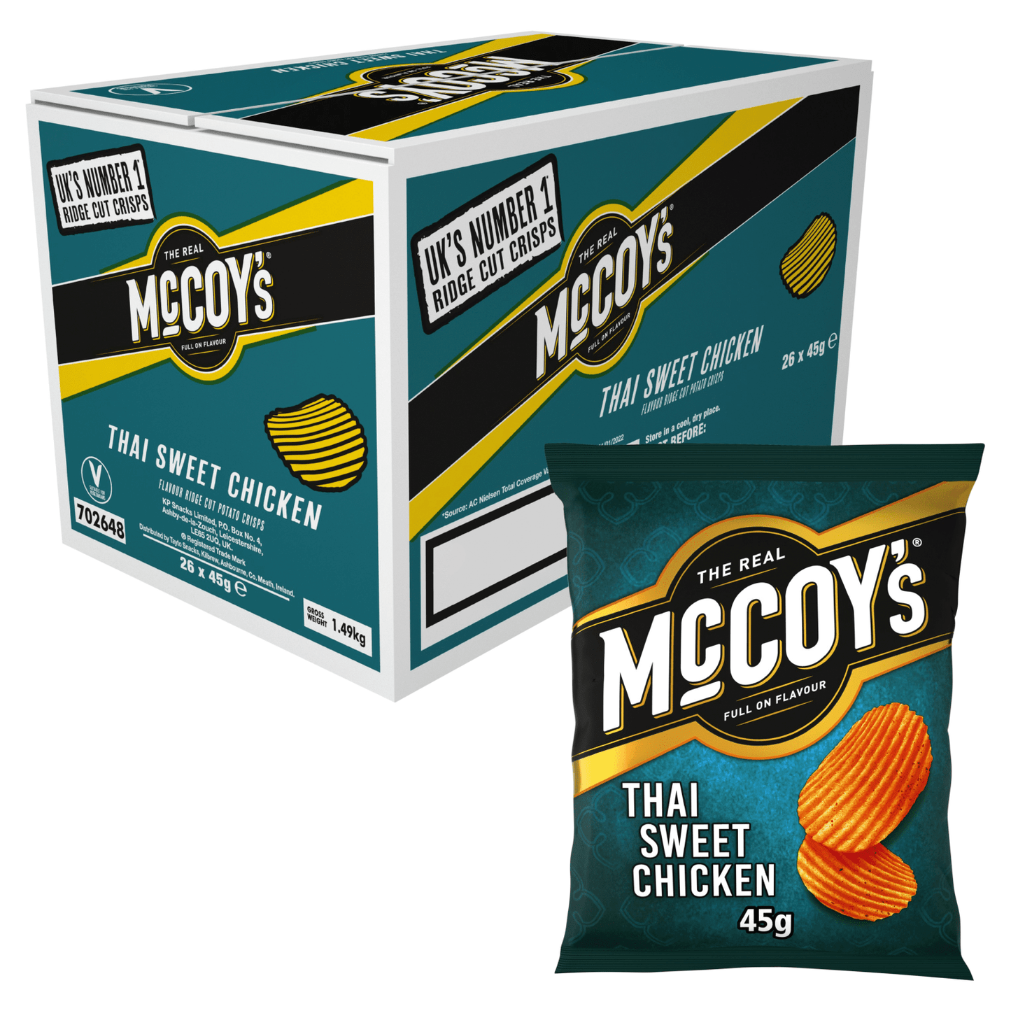 McCoy's Ridge Cut Thai Sweet Chicken Flavour Potato Crisps 45g - UK Food & Drink - 5000237138540