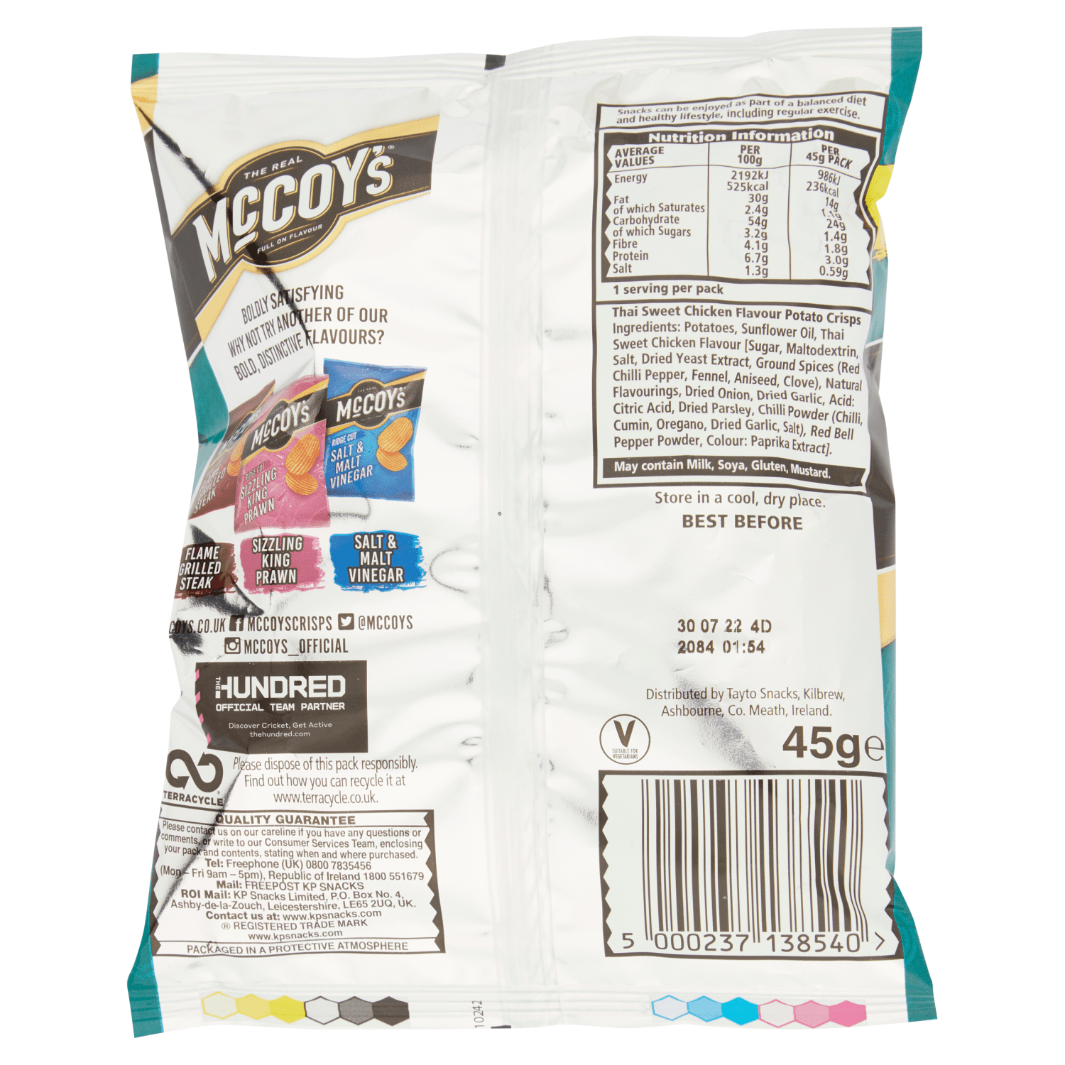 McCoy's Ridge Cut Thai Sweet Chicken Flavour Potato Crisps 45g - UK Food & Drink - 5000237138540