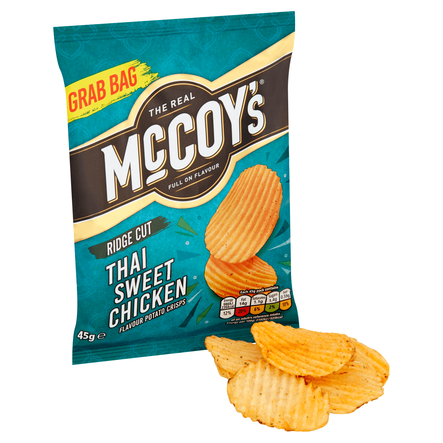 McCoy's Ridge Cut Thai Sweet Chicken Flavour Potato Crisps 45g - UK Food & Drink - 5000237138540