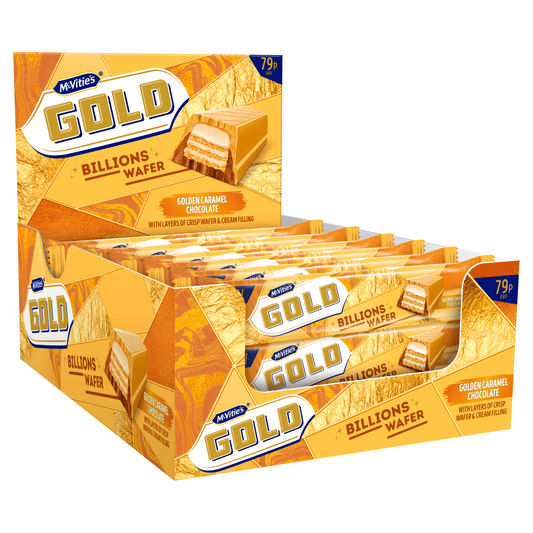 McVitie's Gold Billions Wafer Golden Caramel Chocolate 39g - UK Food & Drink - 5000168005713