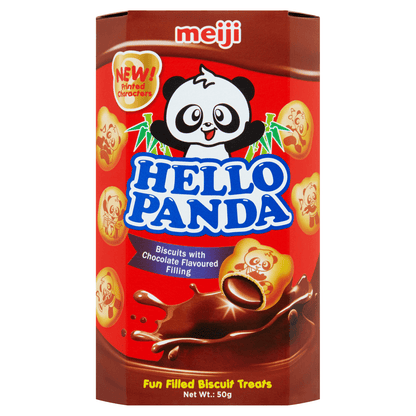 Meiji Hello Panda Biscuits with Chocolate Flavoured Filling 50g - UK Food & Drink - 8888077109152