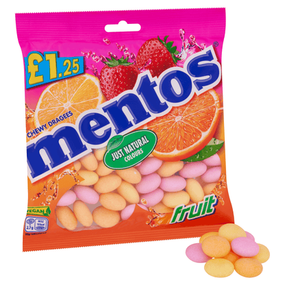 Mentos Chewy Dragees Fruit 135g - UK Food & Drink - 8723400827245