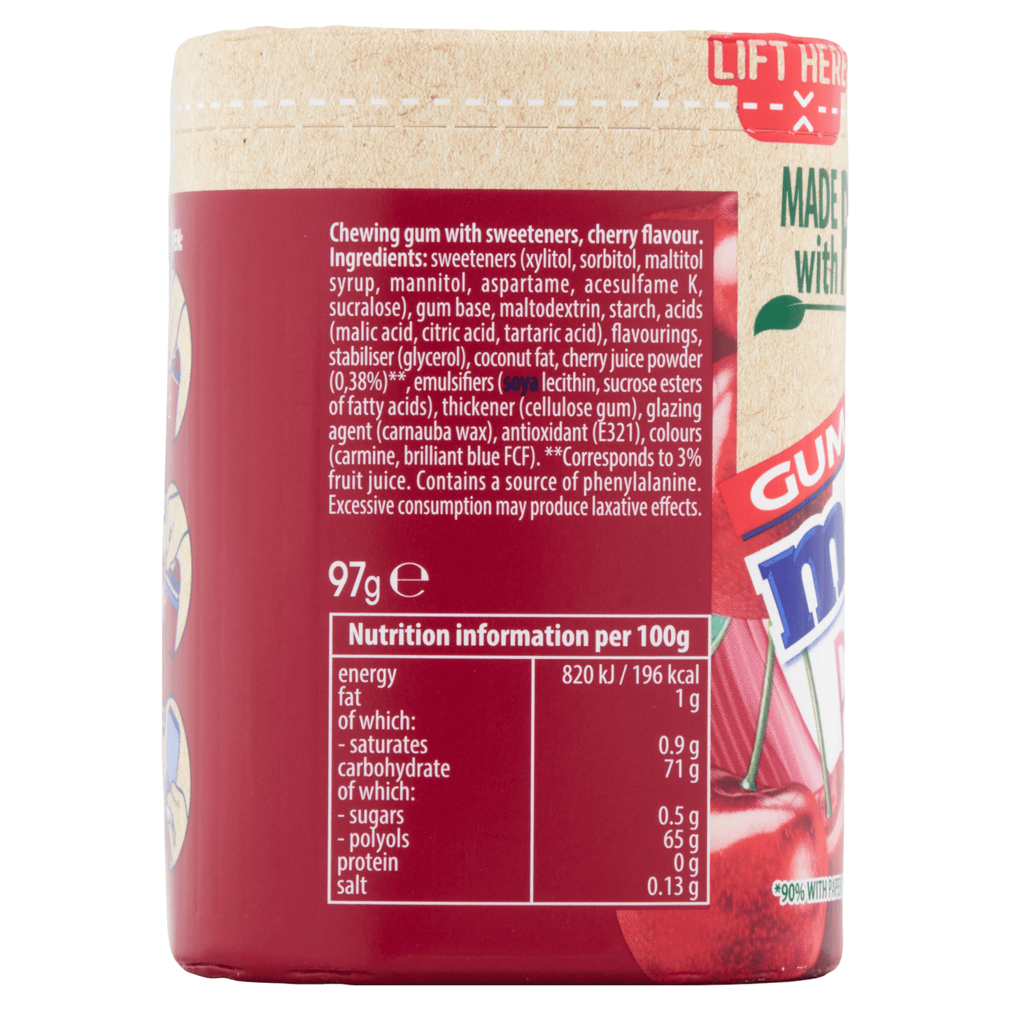 Mentos Gum Pure Fresh Cherry 50 Pieces 97g - UK Food & Drink - 80879299