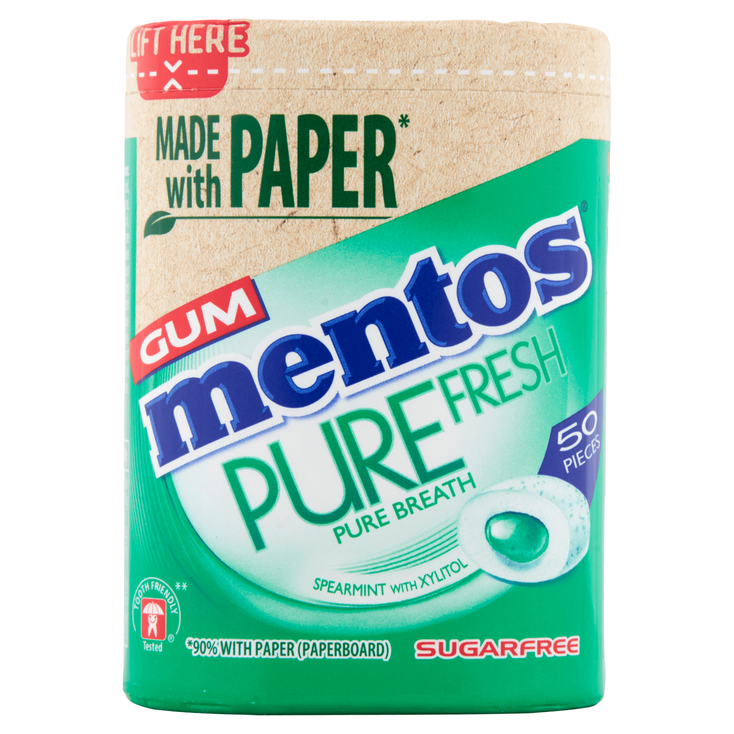 Mentos Gum Pure Fresh Spearmint 50 Pieces 100g - UK Food & Drink - 80957584