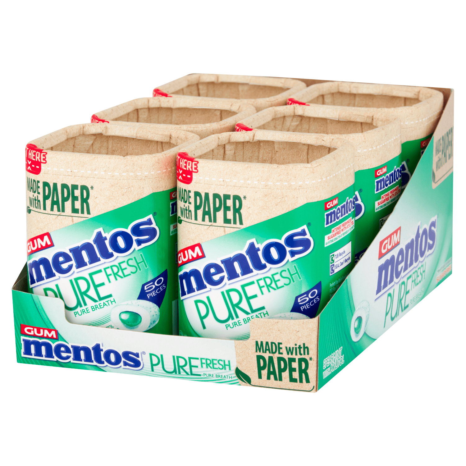 Mentos Gum Pure Fresh Spearmint 50 Pieces 100g - UK Food & Drink - 80957584