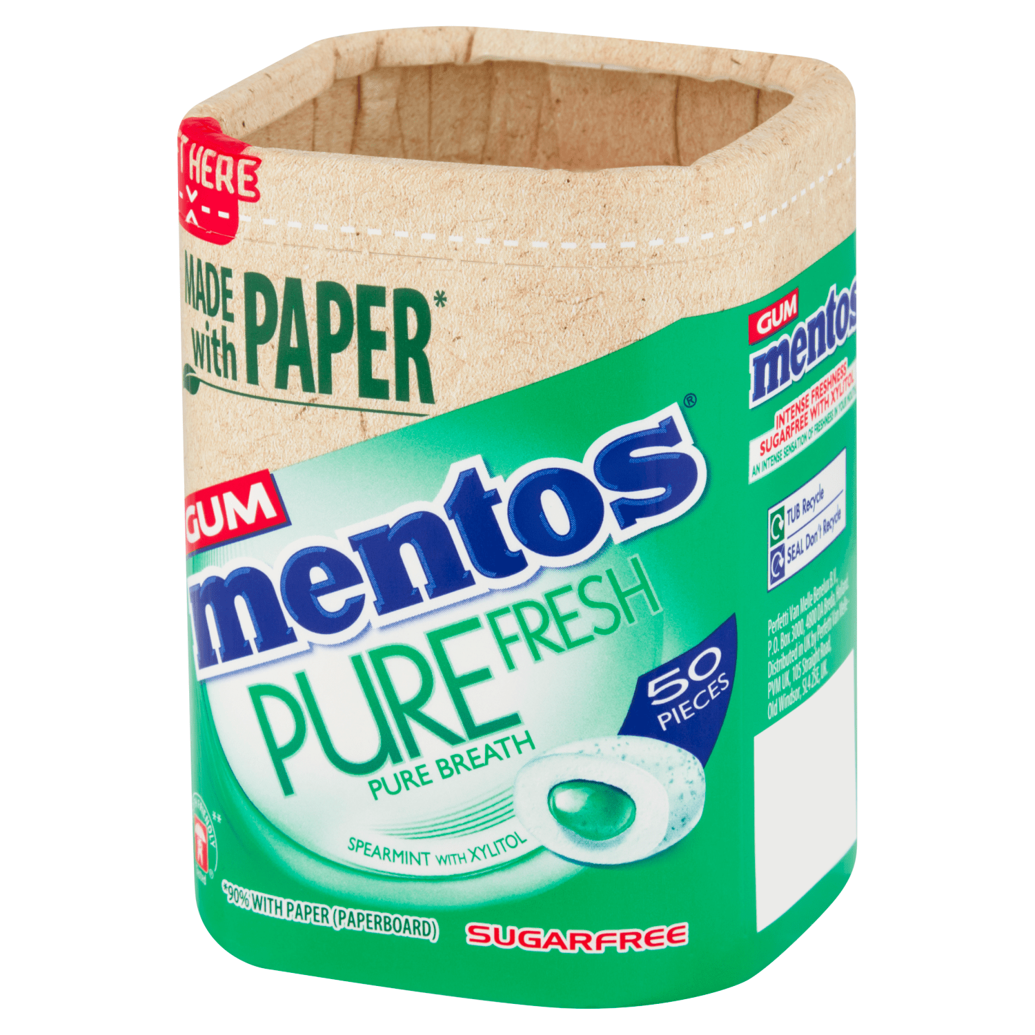 Mentos Gum Pure Fresh Spearmint 50 Pieces 100g - UK Food & Drink - 80957584