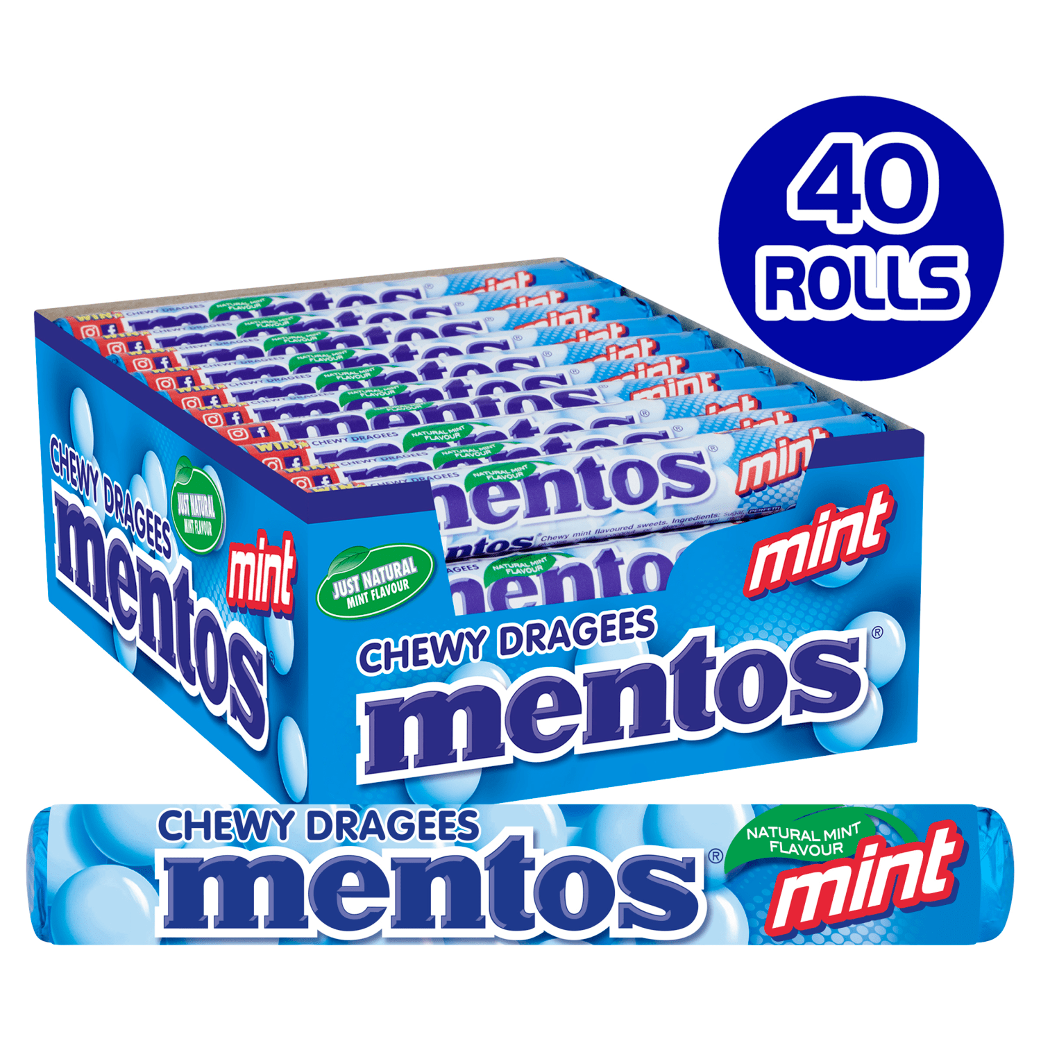 Mentos Mint Chewy Dragees 38g - UK Food & Drink - 87108132