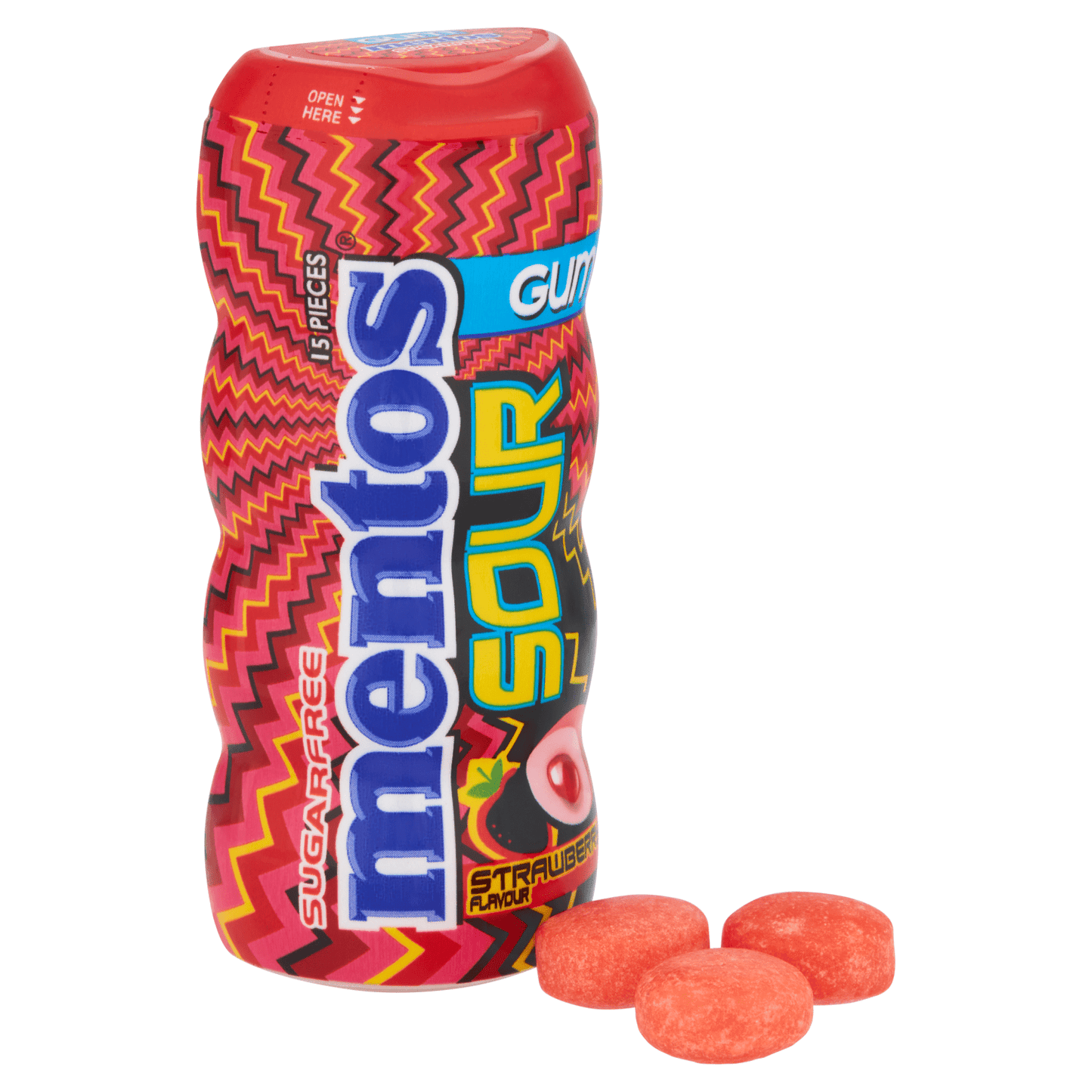 Mentos Sour Gum Strawberry Flavour 30g - UK Food & Drink - 80928102