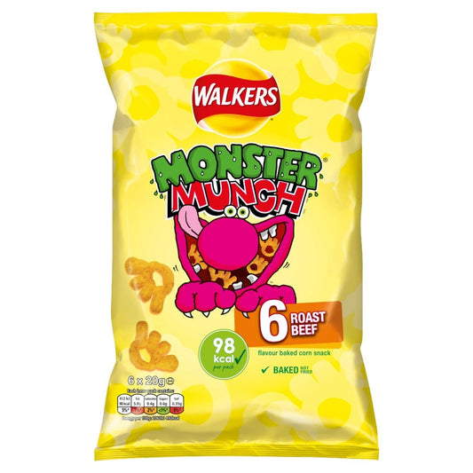 Monster Munch Roast Beef 6 Pack 6X20G - UK Food & Drink - 5000328014791
