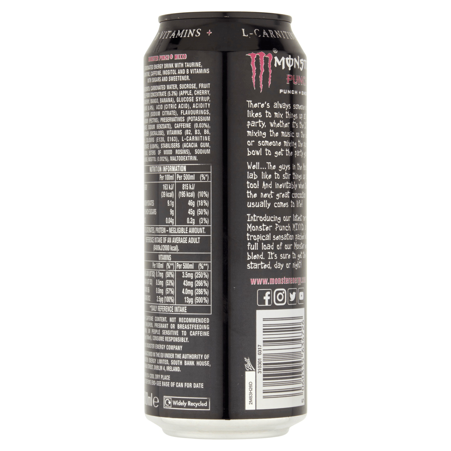 Monster Punch + Energy 500ml - UK Food & Drink - 5060335634726