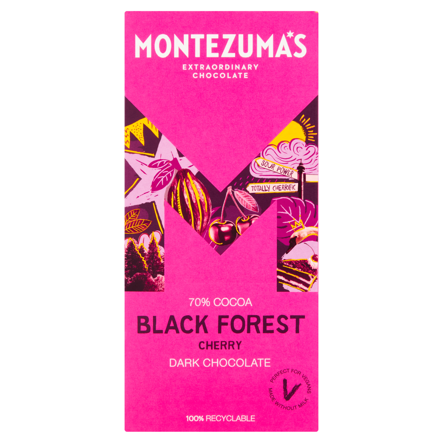 Montezuma's 70% Cocoa Black Forest Cherry Dark Chocolate 90g - UK Food & Drink - 5060719920285