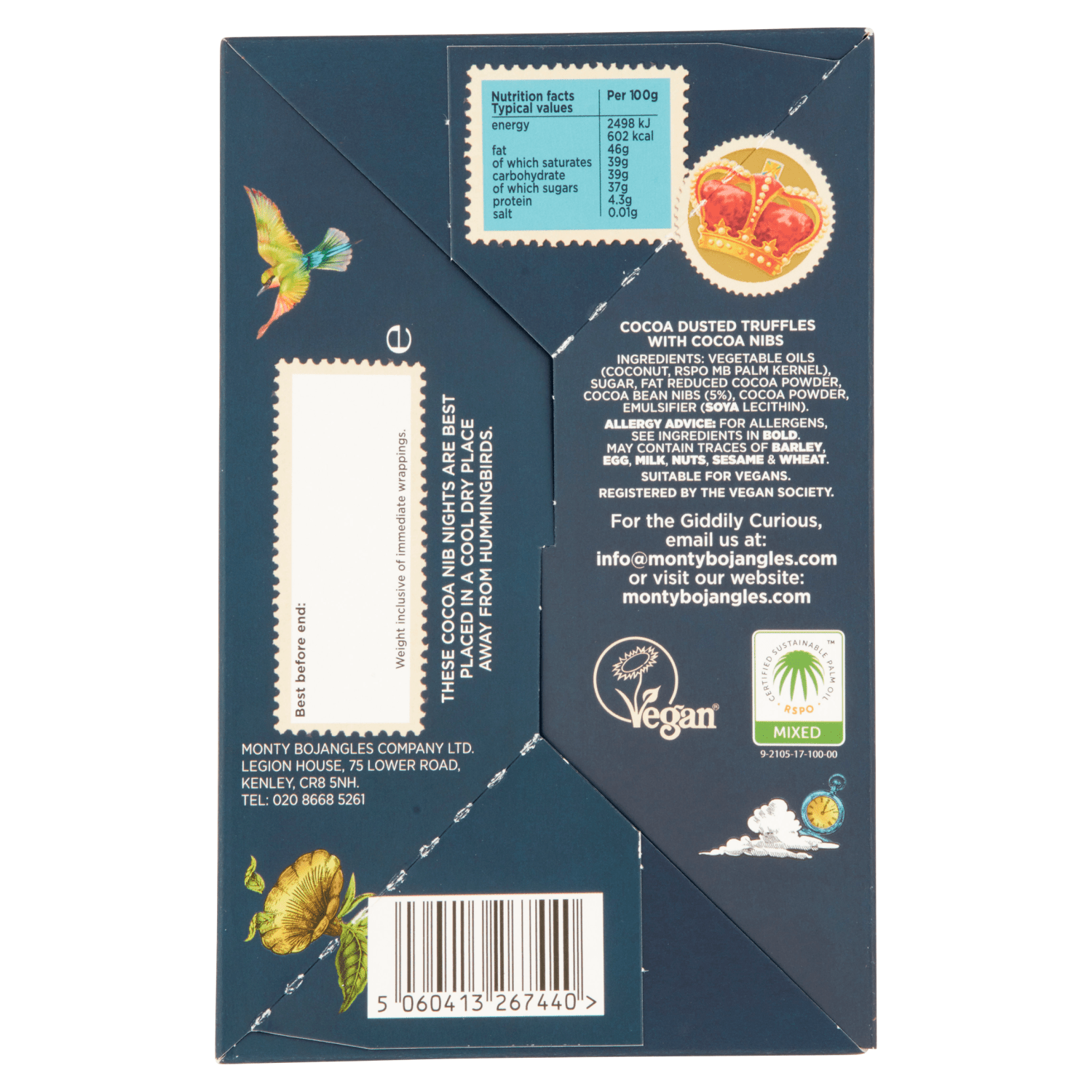 Monty Bojangles Cocoa Nib Nights Truffles 180g - UK Food & Drink - 5060413267440