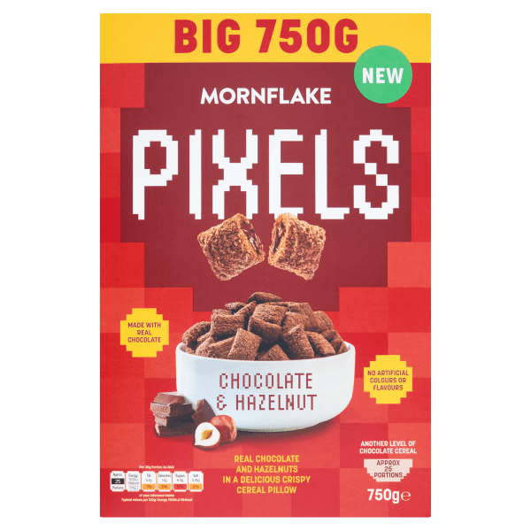 Mornflake Pixels Chocolate & Hazelnut 750g - UK Food & Drink - 5010026519979