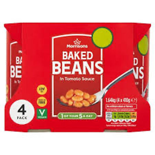 Morrisons Baked Beans 4x410g - UK Food & Drink - 5010251569206