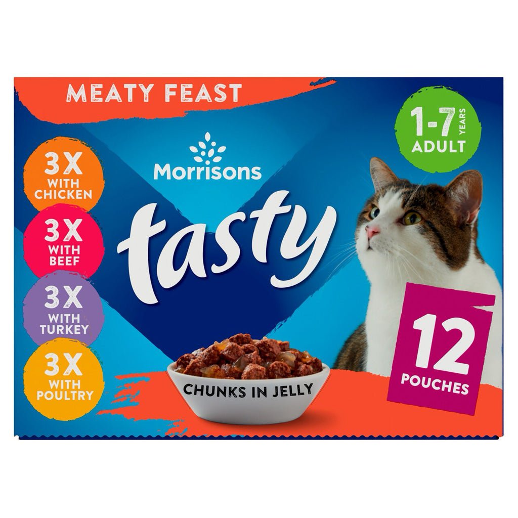 Morrisons Cat Food Meat Selection in Jelly 12x100g - UK Food & Drink - 5010251664840