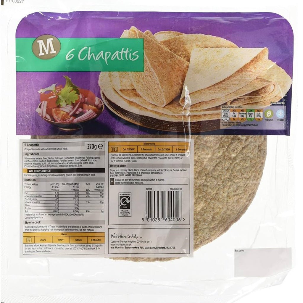Morrisons Chapatti 6 pack - UK Food & Drink - 5010251604006