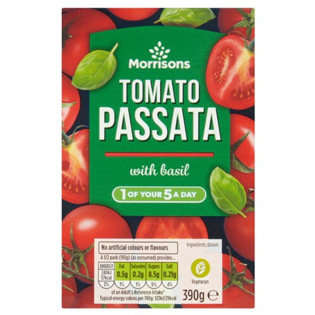 Morrisons Chopped Tomatoes with Basil 390g - UK Food & Drink - 5010251535447