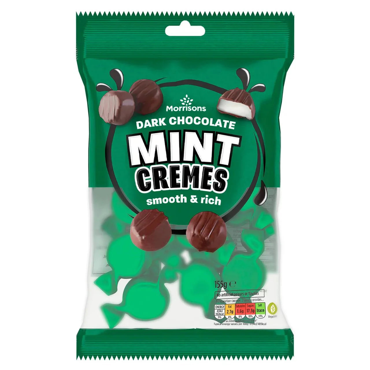 Morrisons Dark Chocolate Mint Cremes 155g - UK Food & Drink - 5010251536512