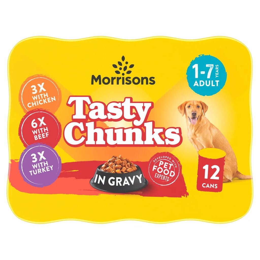 Morrisons Dog Food Meat Chunks in Gravy 12 x 400g - UK Food & Drink - 5010525088242