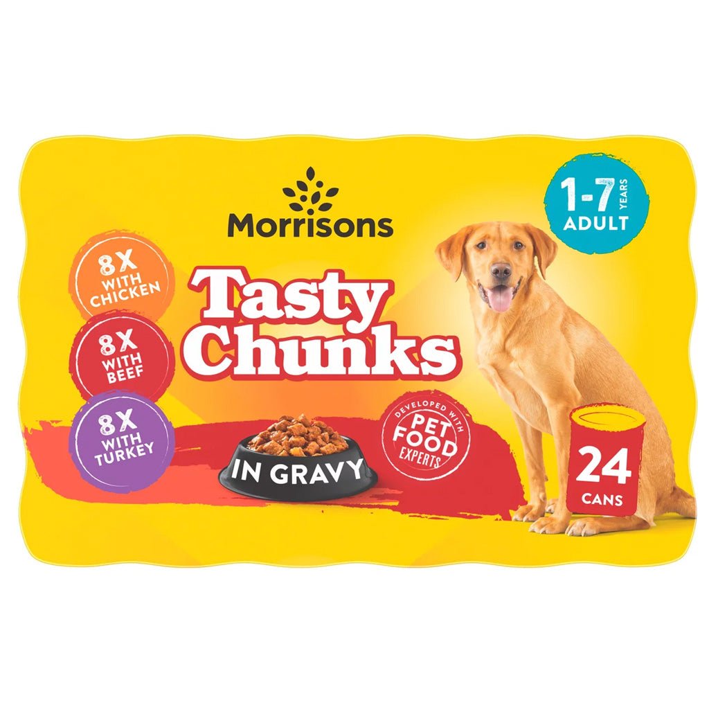 Morrisons Dog Food Meat Chunks In Gravy 24 X 400g - UK Food & Drink - 5010525088259