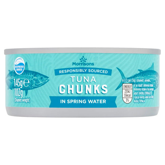 Morrisons Fad Free Tuna Chunks In Spring Water 145g - UK Food & Drink - 5010525004648