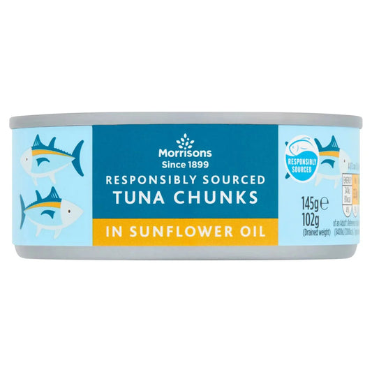 Morrisons Fad Free Tuna Chunks In Sunflower Oil 145G - UK Food & Drink - 5010251970620