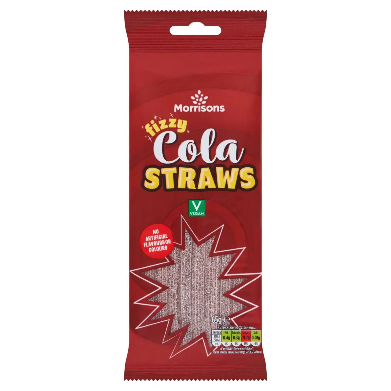 Morrisons Fizzy Cola Straws 65g - UK Food & Drink - 5010525016597