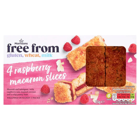 Morrisons Free From 4 Raspberry Macaroon Slices 155g - UK Food & Drink - 5010251783060