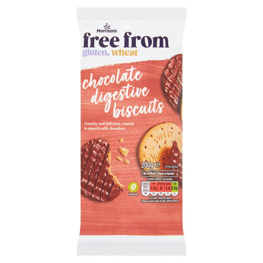 Morrisons Free From Chocolate Digestive Biscuits 200g - UK Food & Drink - 5010251779513