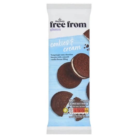 Morrisons Free From Cookies & Cream Cookies 160g - UK Food & Drink - 5010525094458