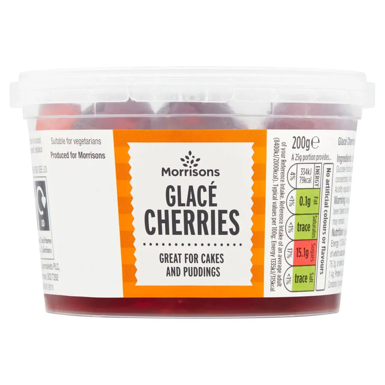 Morrisons Glace Red Cherries 200g - UK Food & Drink - 5010251919827