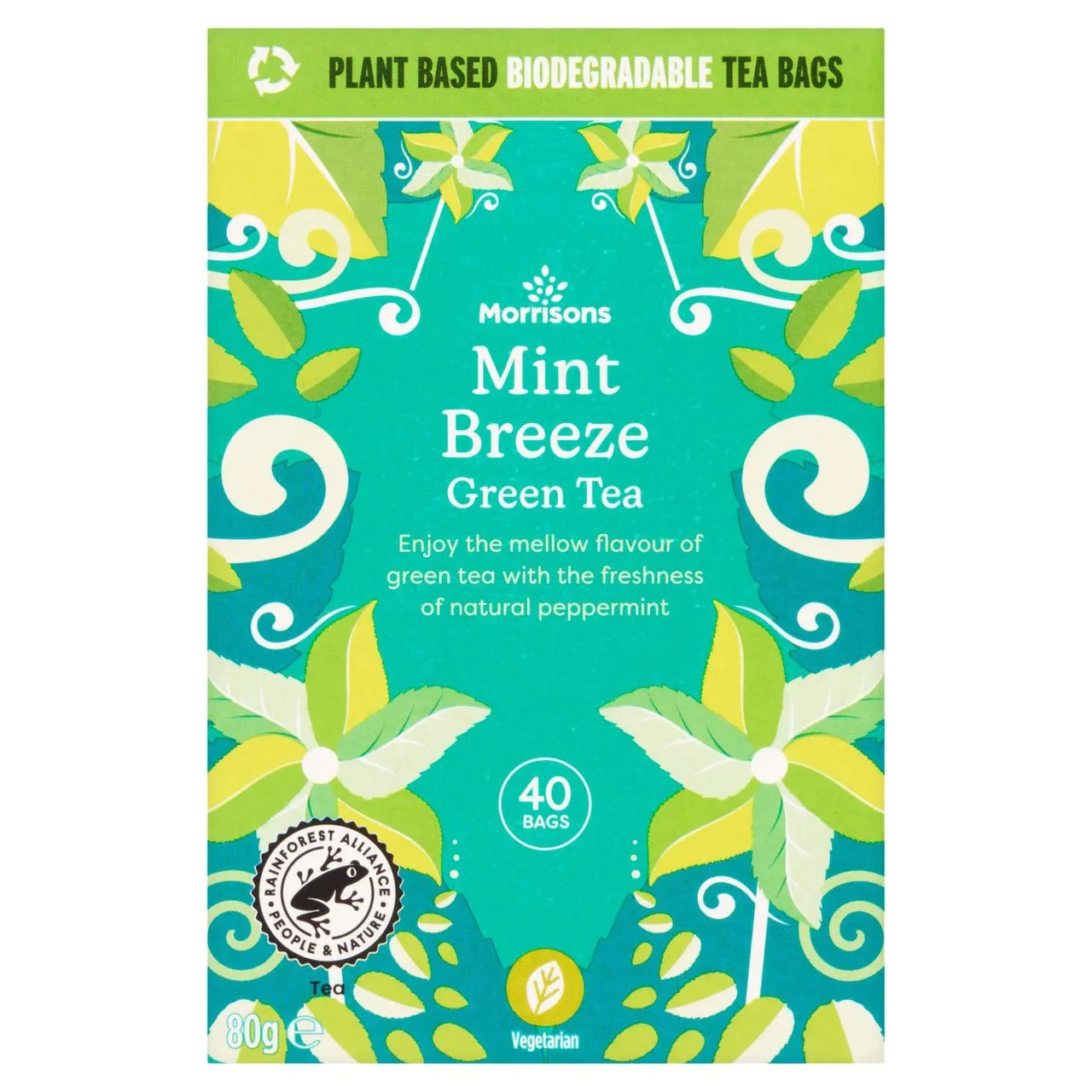 Morrisons Hint Of Mint Green Tea 40s 80g - UK Food & Drink - 5010251604563
