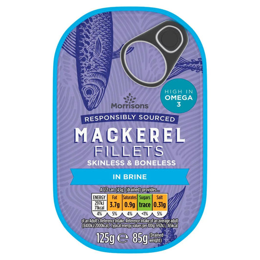 Morrisons Mackerel Fillets in Brine 125g - UK Food & Drink - 5010251526308