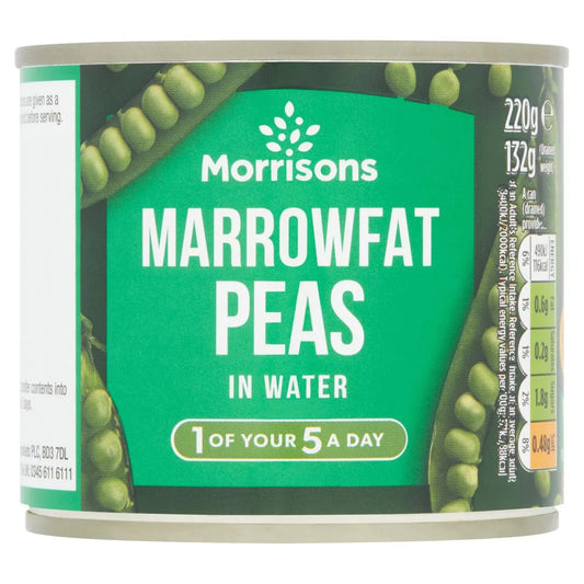 Morrisons Marrowfat Peas In Water 220g - UK Food & Drink - 5010251958109