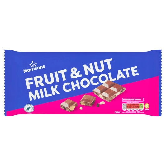 Morrisons Milk Chocolate Fruit & Nut 200g - UK Food & Drink - 5010525222202