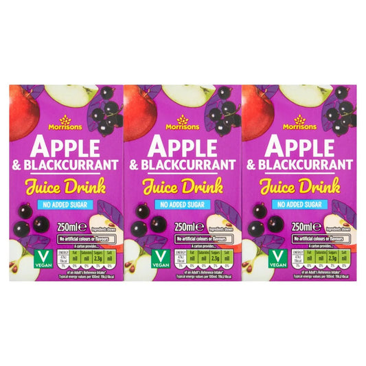 Morrisons Nas Apple & Blackcurrant Juice 3x250ml - UK Food & Drink - 5010251597452