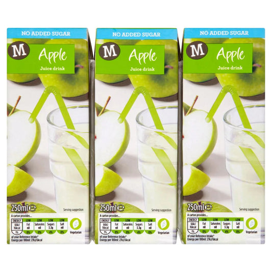 Morrisons No Added Sugar Apple Juice 3x250ml - UK Food & Drink - 5010251597438