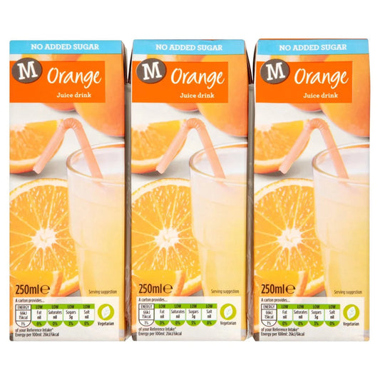 Morrisons No Added Sugar Orange Juice Drink 3x250ml - UK Food & Drink - 5010251597445