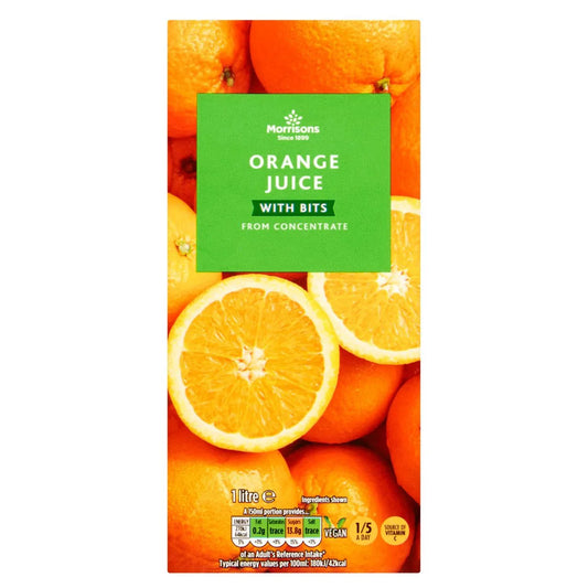 Morrisons Orange Juice With Bits 1l - UK Food & Drink - 5010251446989