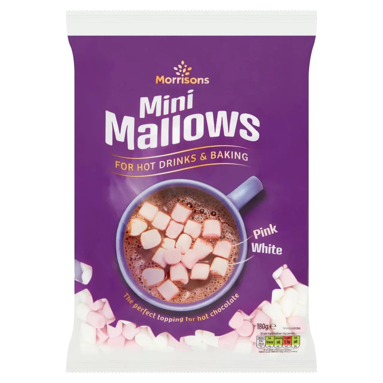 Morrisons Pink And White Mini Marshmallows 180g - UK Food & Drink - 5010251544074
