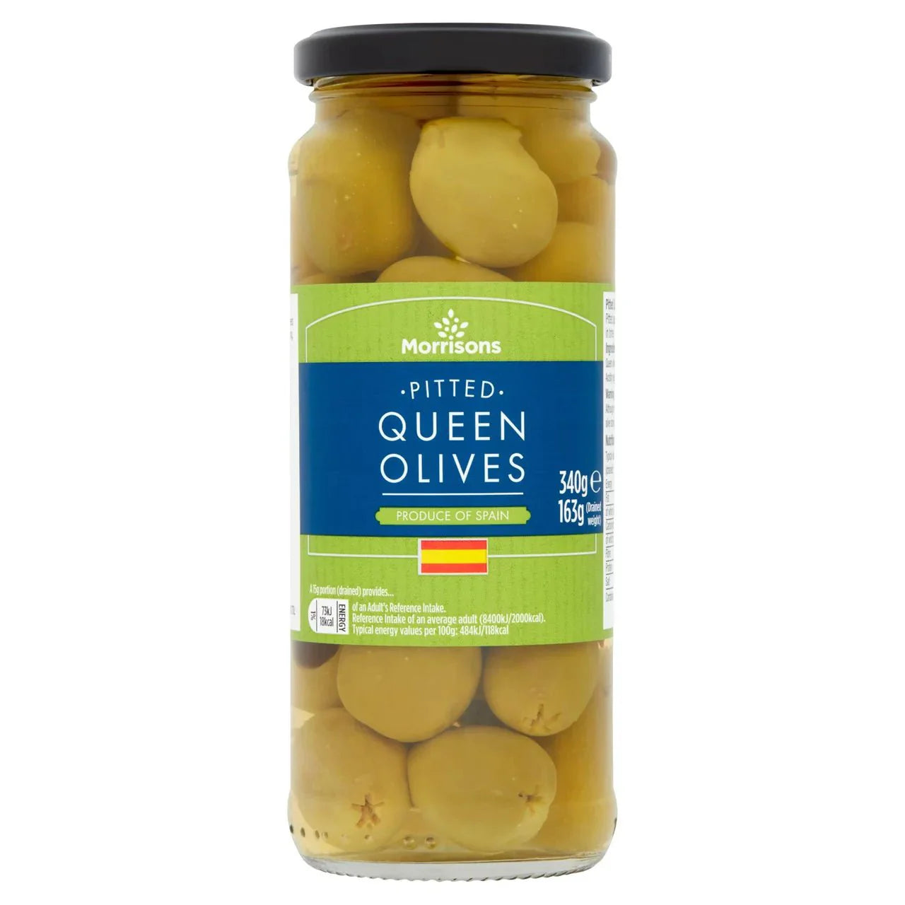 Morrisons Pitted Queen Olives in Brine 340g - UK Food & Drink - 5010251508533
